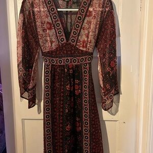 Red and Black Sheer Dress